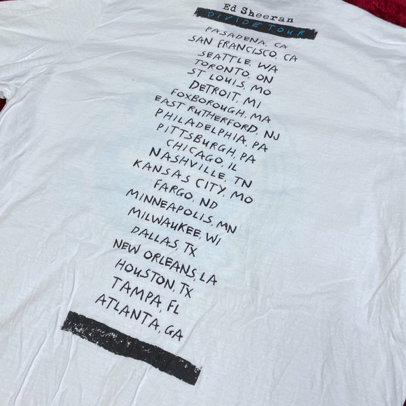 Ed Sheeran Divide World Tour Tee Black XL USA Dates White Blue Plus X - Picture 4 of 7